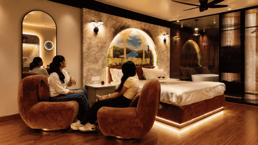 Stay in The Best Bed and Breakfast in Hauz Khas Village 3 artistic headboard luxury room hauz khas delhi
