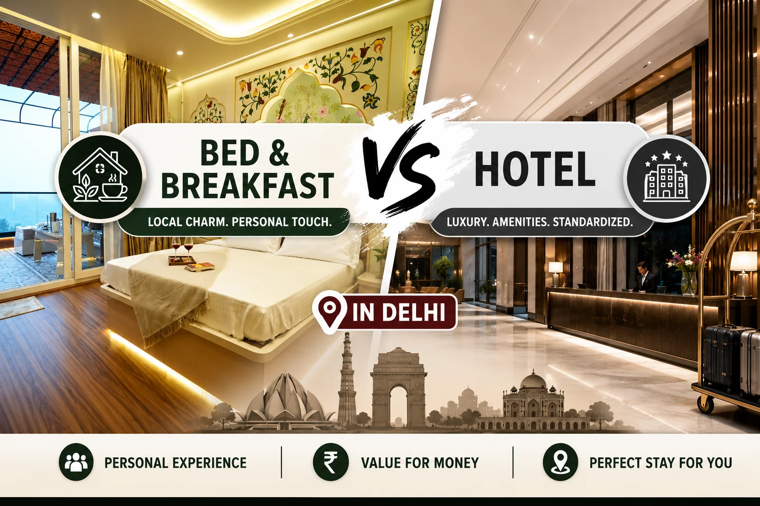 Bed and Breakfast vs Hotel in Delhi
